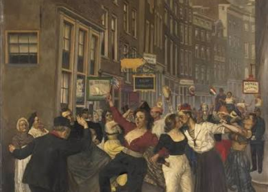 Zeedijk 1927 Hartjesdagen schilderij