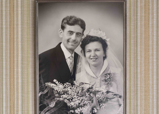 Ton en Nel Sloëtjes op hun trouwdag in 1955.