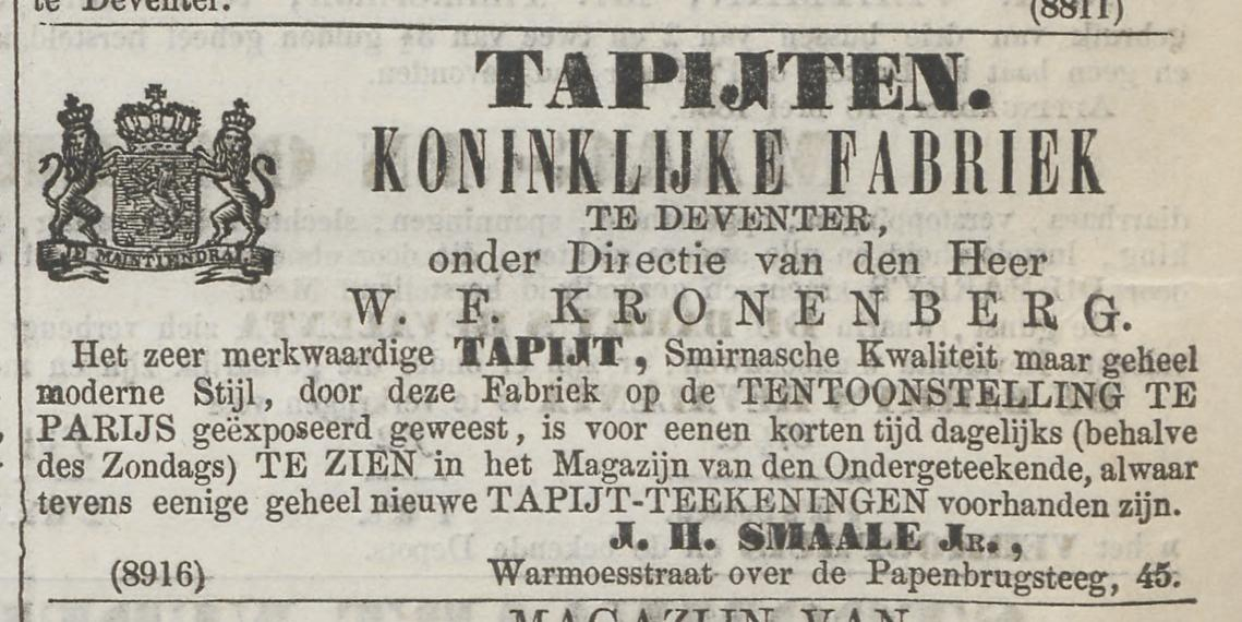 Deventer tapijten advertentie