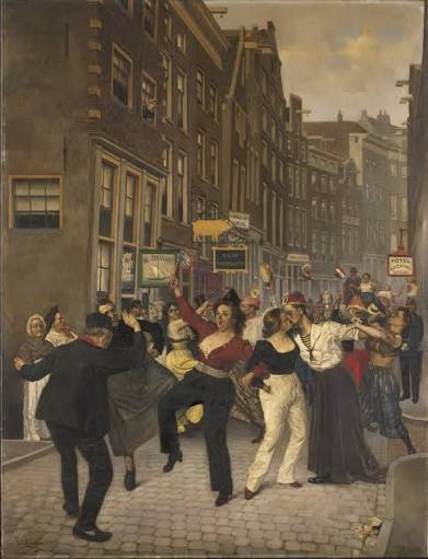 Zeedijk 1927 Hartjesdagen schilderij