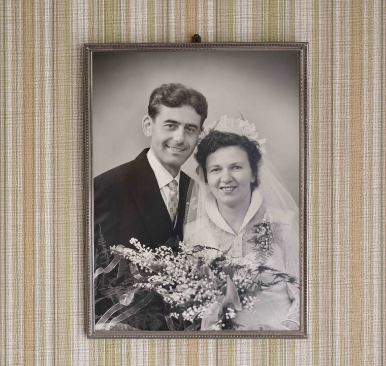 Ton en Nel Sloëtjes op hun trouwdag in 1955.