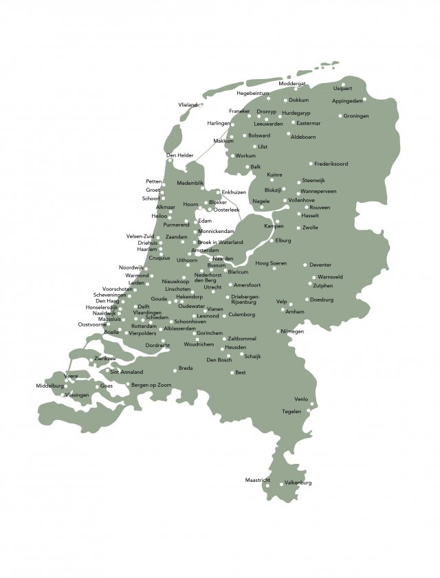 Plaatsen met huizen van Hendrick de Keyser